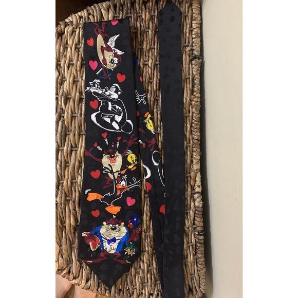 Vintage Looney Tunes Mania Silk Tie Men's Geometric Cartoon Theme - Picture 4 of 7